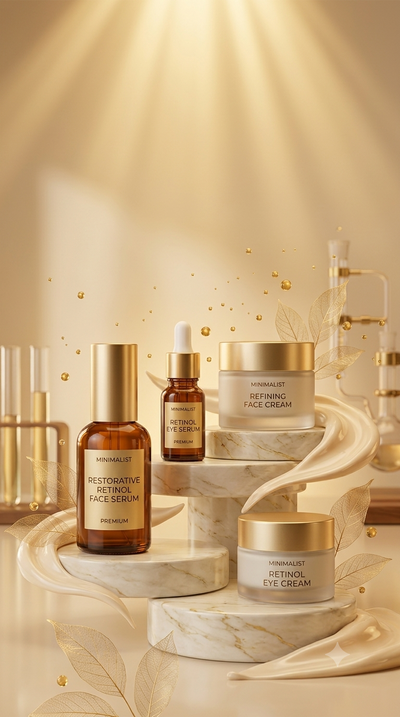 باقة الريتينول للعناية بالبشرة – Retinol Skincare Bundle | سيروم + كريم وجه + كريم عين لمكافحة التجاعيد