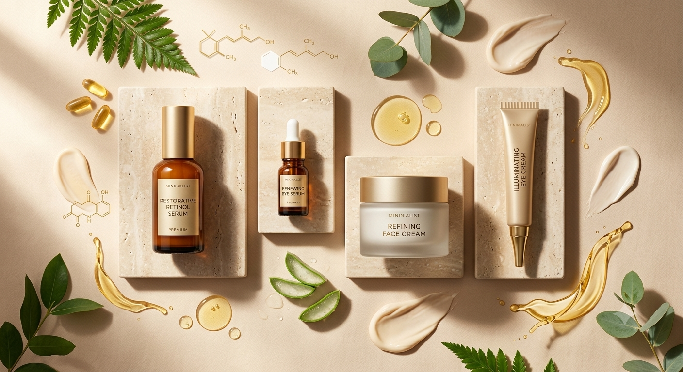 باقة الريتينول للعناية بالبشرة – Retinol Skincare Bundle | سيروم + كريم وجه + كريم عين لمكافحة التجاعيد