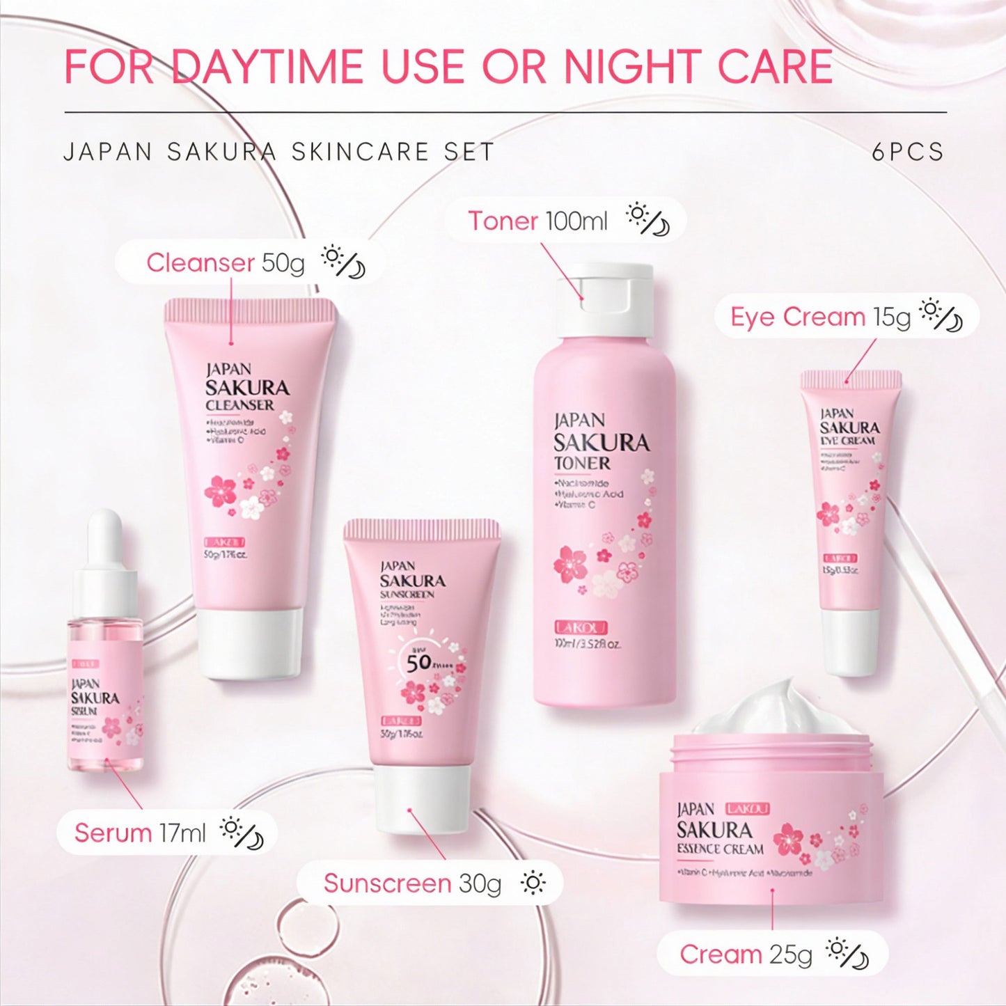 Sakura Royal Skincare Set | بوكس العناية بالبشرة المتكامل 6 قطع